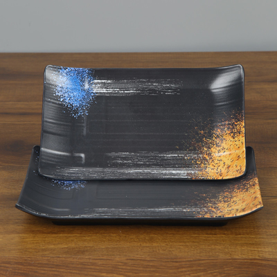 Goede prijs. Glanzende bodem Matte binnenkant 100% melamine stapelbare rechthoekige vleesschaal gemakkelijk te wassen online