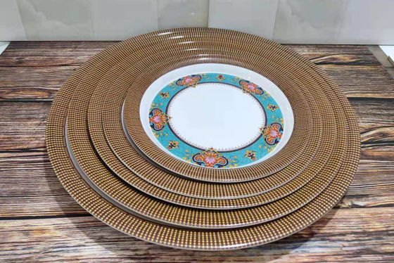 BPA-vrij blauw bloemontwerp 12pcs borden en borden melamine eetgerei sets camping tafelgerei vaatwasser kluisje
