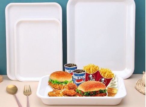 Goede prijs. Custom witte kleur melamine tafelgerei groot dienblad keuken dienblad voor fastfood online