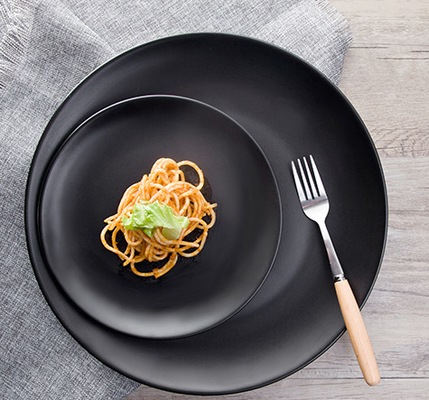 Goede prijs. Zwarte Vlakke Ronde de Melamine Plastic Kommen van de Lapje vleesschotel voor Hotelrestaurant online